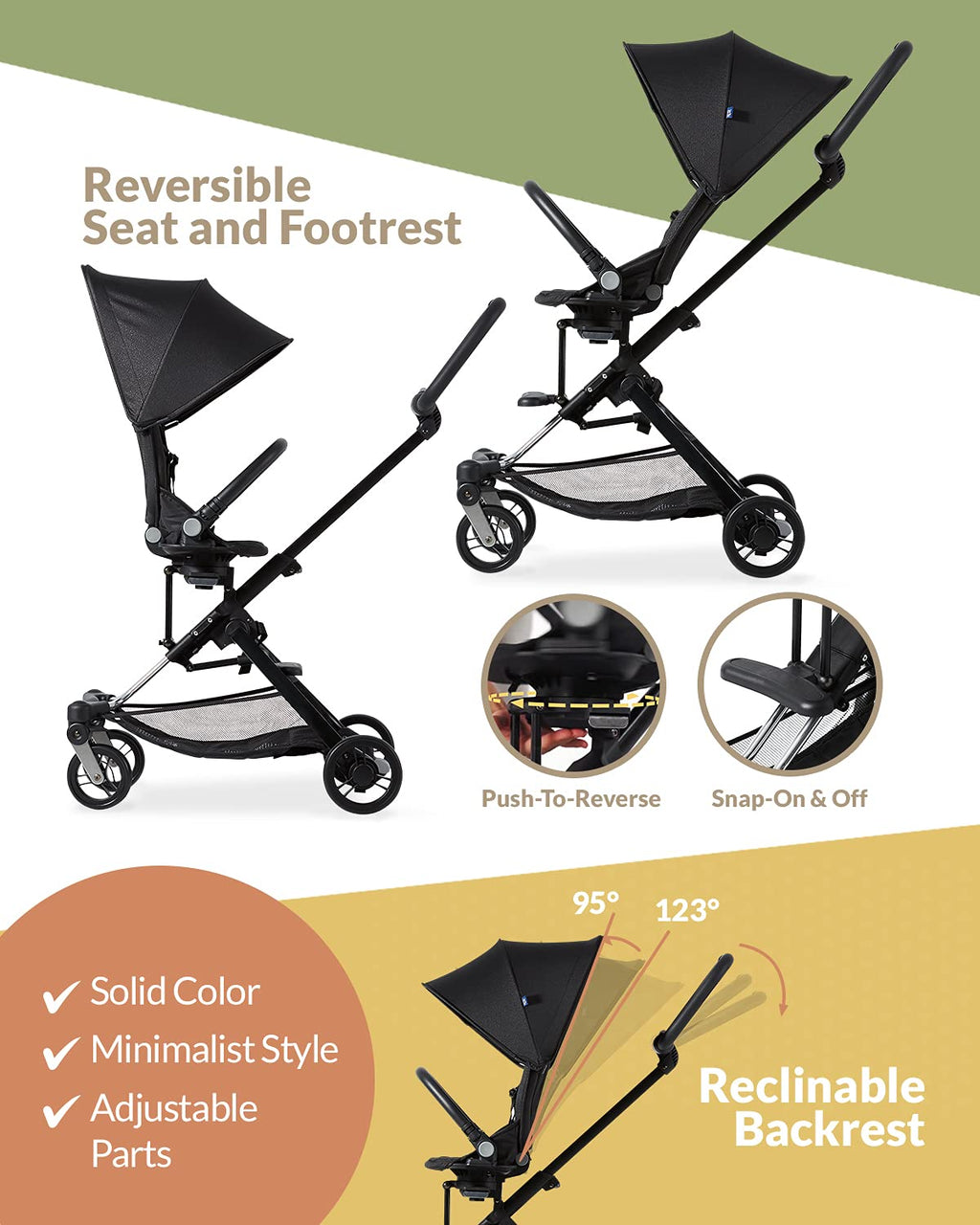2-in-1 Lightweight Stroller with Anti-UV Canopy Q2487