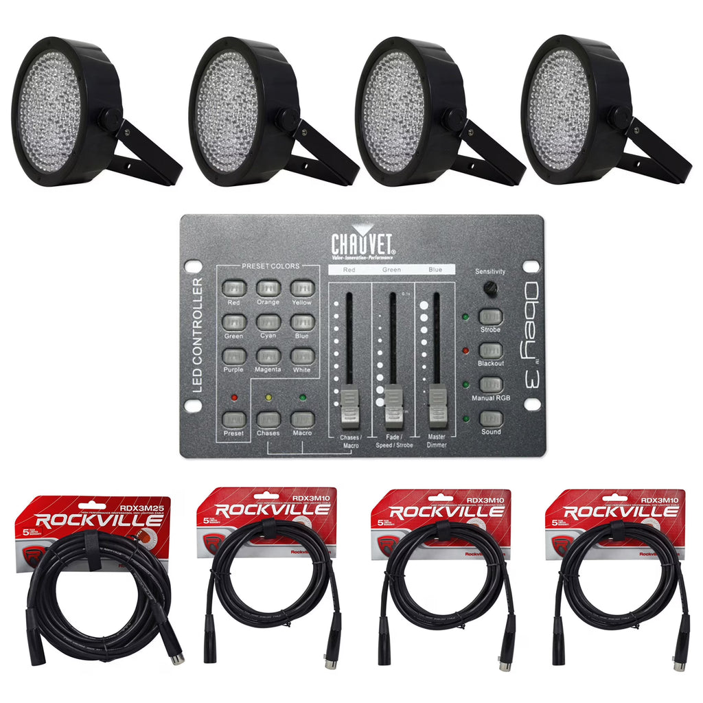 LED Light Slim Par Cans with Obey3 Controller and DMX Cables T349119
