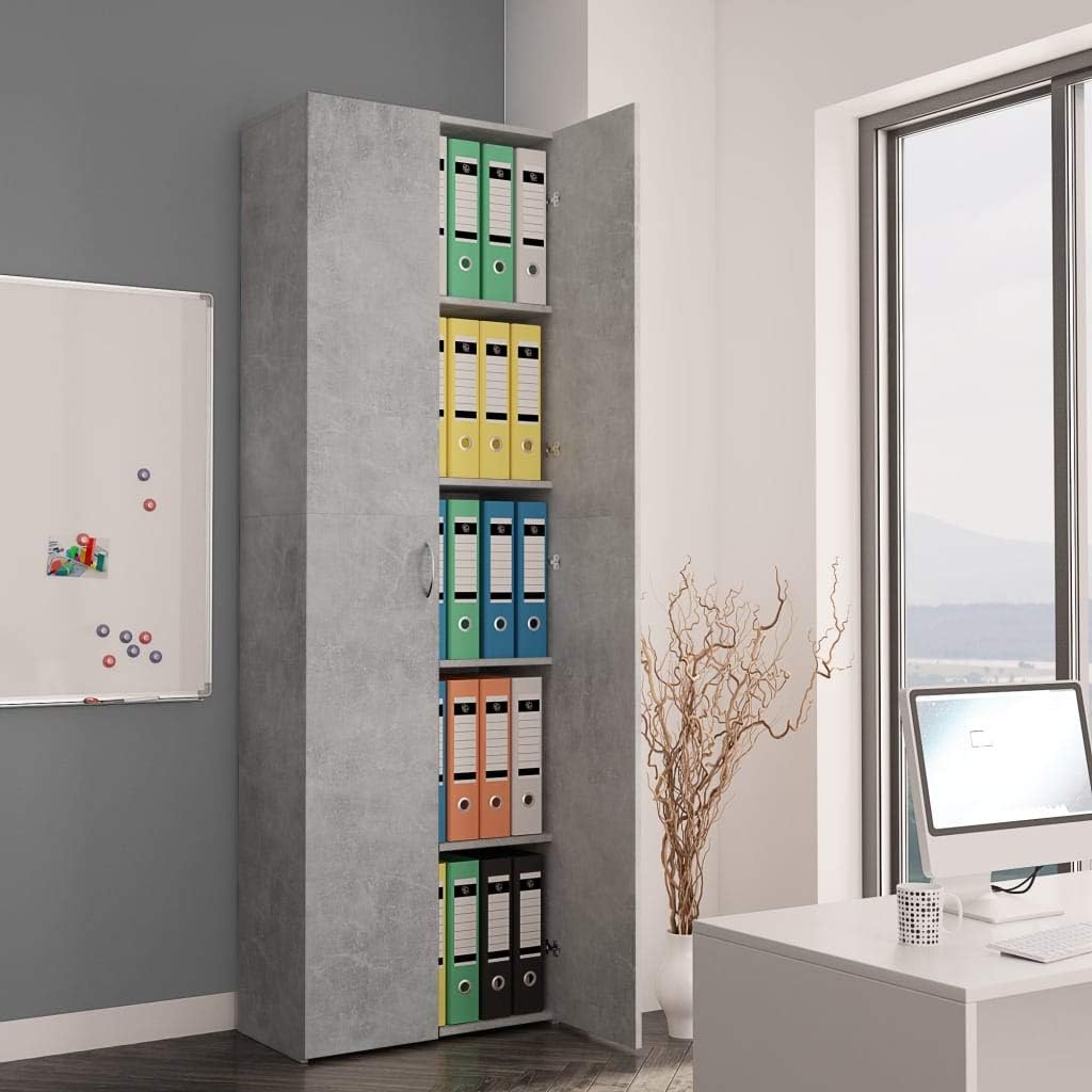 Office Cabinet with 5 Storage Shelves Two Doors Chipboard Letter File Cabinet Q925632
