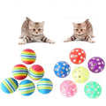 Foam Rainbow Play Balls and Jingle Bell Balls Cat Toys, 12 Pcs K87845