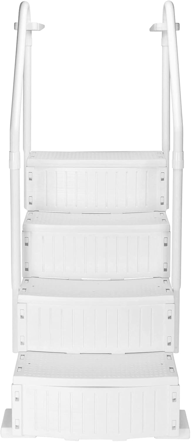 White Adjustable Above Ground Swimming Pool Ladder with Handrails S385