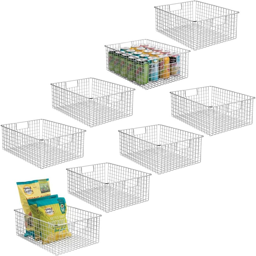 Bronze Metal Wire Food Organizer Storage Bin Basket with Handles, 8 Pack C438667