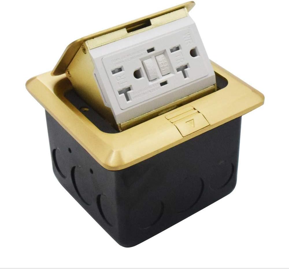 Gold Pack of 2 Pop Up Floor Outlet Covers Box with 20A Duplex Receptacle S7133