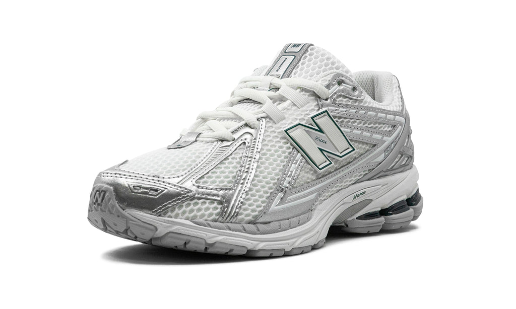 New Balance 1906R Sneakers - White/Metallic Silver with Dark Green Accents