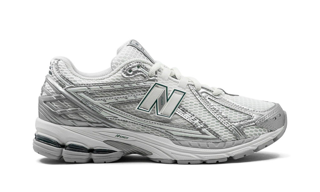 New Balance 1906R Sneakers - White/Metallic Silver with Dark Green Accents
