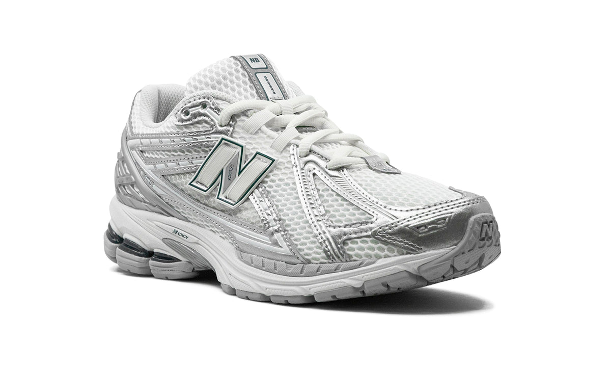 New Balance 1906R Sneakers - White/Metallic Silver with Dark Green Accents