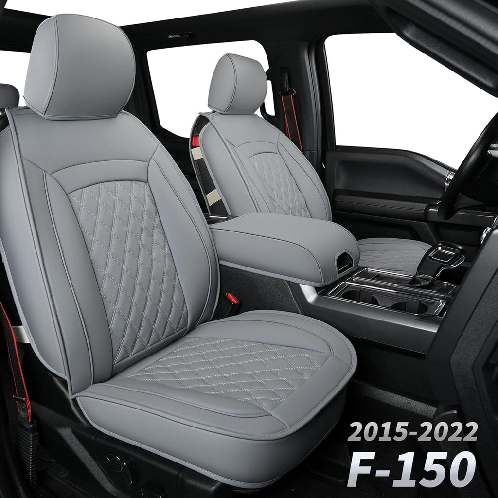 Black Faux Leather Seat Covers Front Set 2pcs E964670