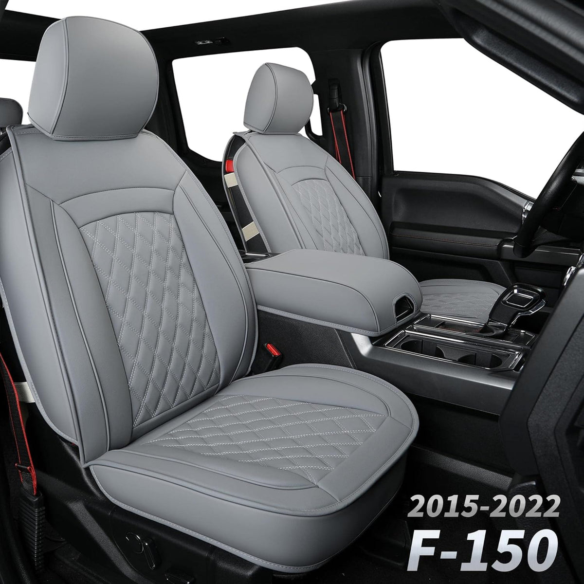 Black Faux Leather Seat Covers Front Set 2pcs E964670