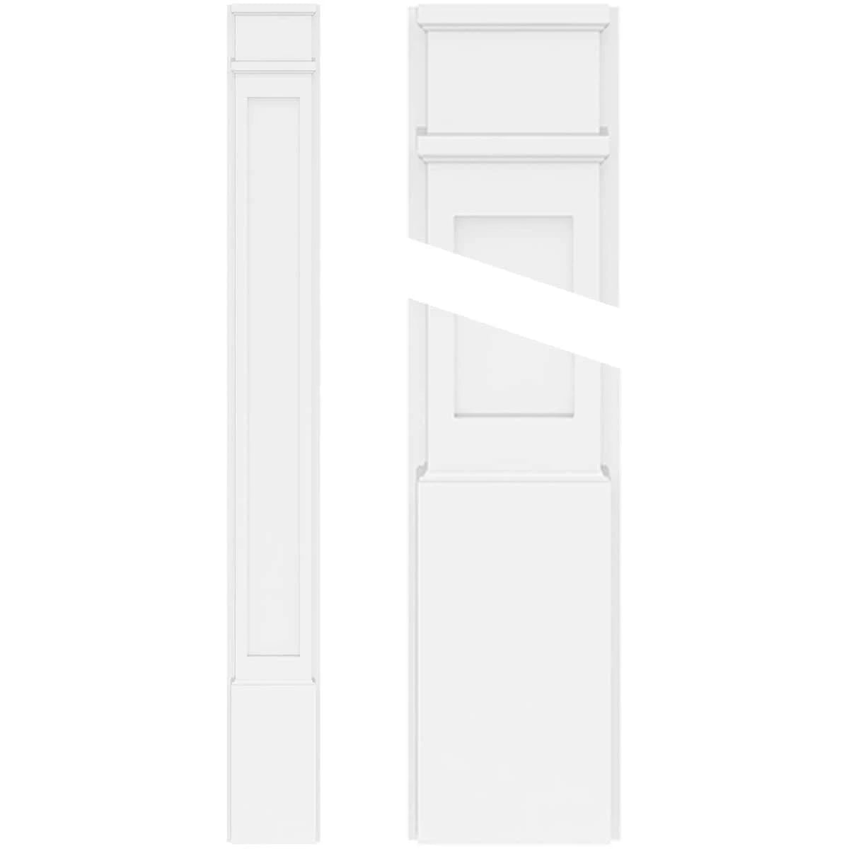 Flat Panel PVC Pilaster with Decorative Capital & Base (Pair) C3707