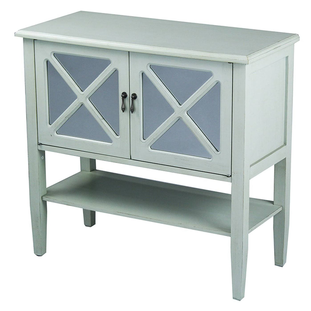 Light Sage Wood Console Cabinet with 2 Doors and Shelf F632