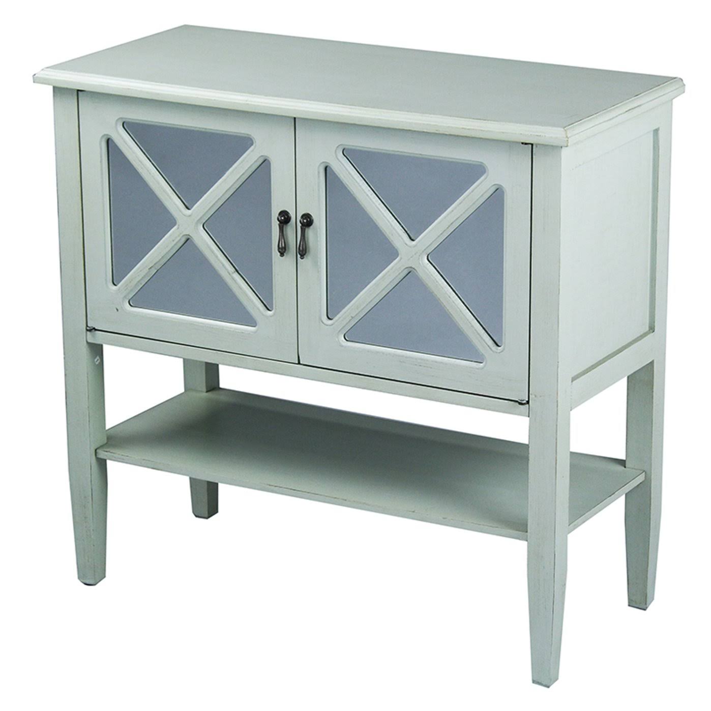 Light Sage Wood Console Cabinet with 2 Doors and Shelf F632