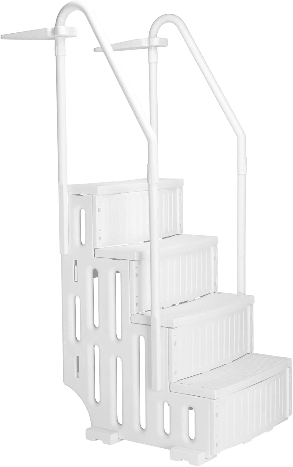 White Adjustable Above Ground Swimming Pool Ladder with Handrails S385