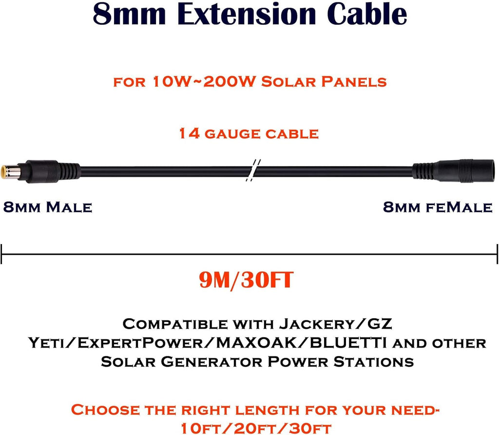 8mm Extension Cable 20Ft 6M DC 8mm Cord 14AWG F55353