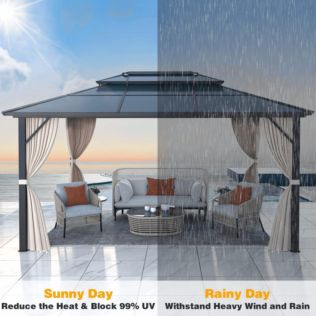 10' x 13' Outdoor Hardtop Gazebo with Aluminum Frame Z631202