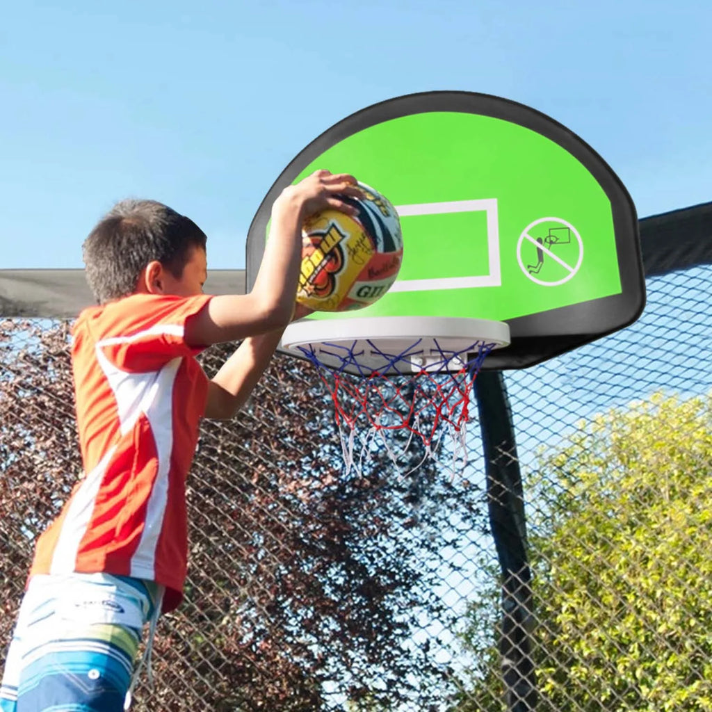 14FT Outdoor Trampoline with Basketball Hoop, Safety Enclosure Net and Ladder U688