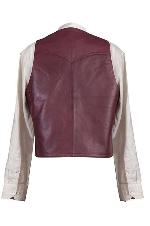 Black Cherry Lambskin Leather Vest P3688