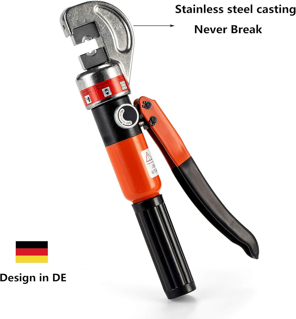 10 Ton Hydraulic Cable Crimper Hand Tool for 1/8, 3/16 Stainless Steel Cable Railing Fittings C3076
