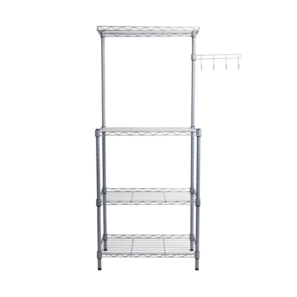 3-Tier Metal Utility Shelf and Microwave Stand with Hooks X92997