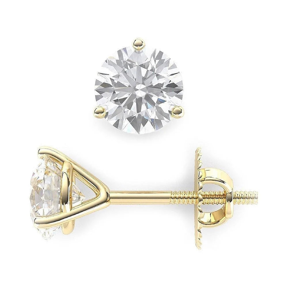 Blue Moissanite 18k Yellow Gold Earrings Screw Back L341905