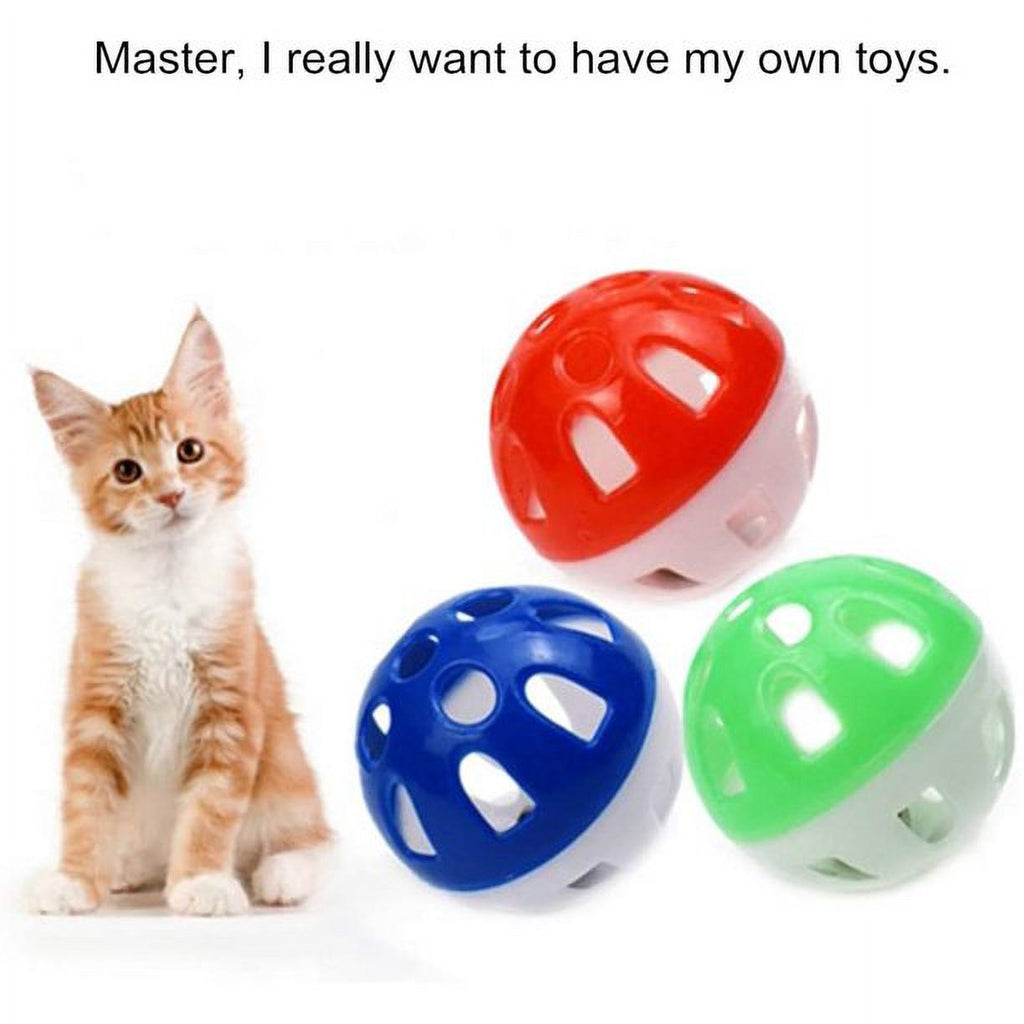 Foam Rainbow Play Balls and Jingle Bell Balls Cat Toys, 12 Pcs K87845