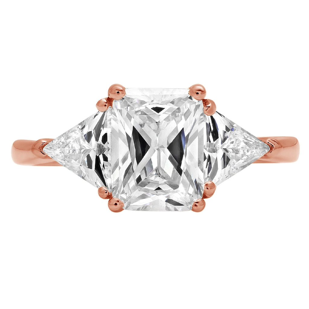 18K Rose Gold Three-Stone Diamond Engagement Ring S1301