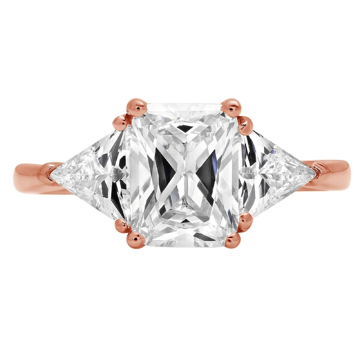 18K Rose Gold Three-Stone Diamond Engagement Ring S1301