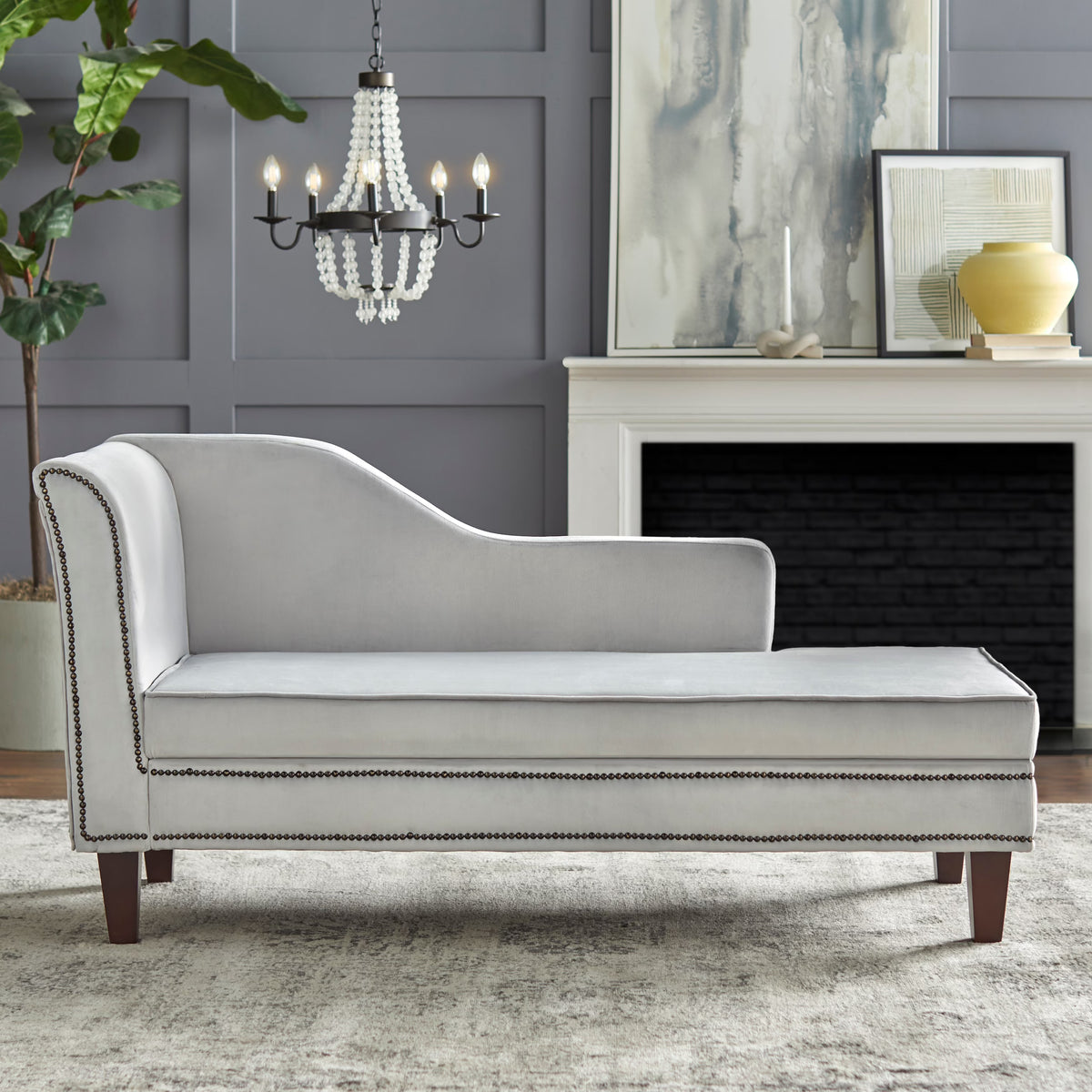 Light Grey Storage Chaise E8031
