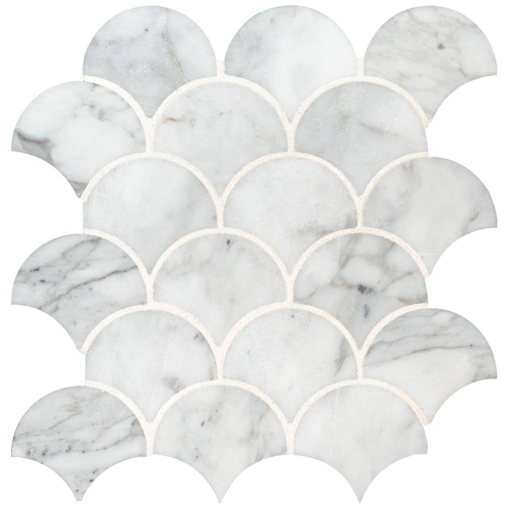 Polished Marble Mesh-Mounted Mosaic Tile H9700