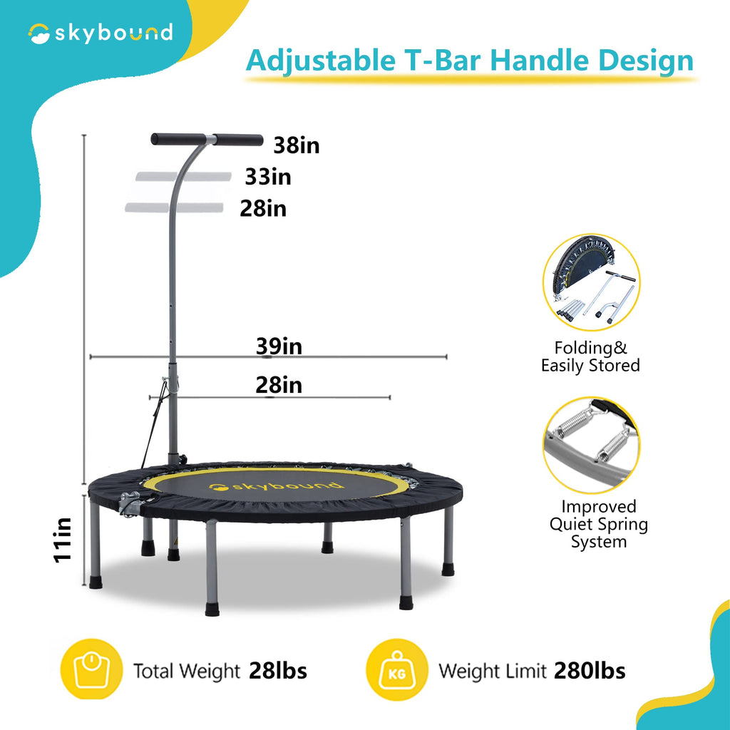 Foldable Mini Trampoline 39 Inch with Adjustable T-Bar Handle G25584