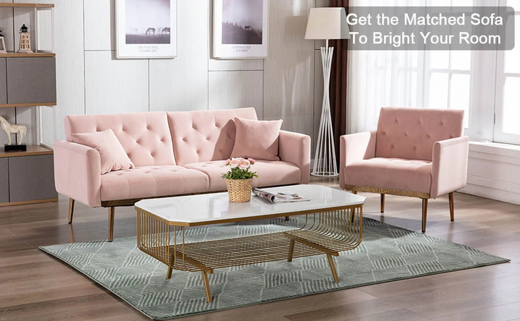 Pink Velvet Accent Chair with Metal Legs L70162