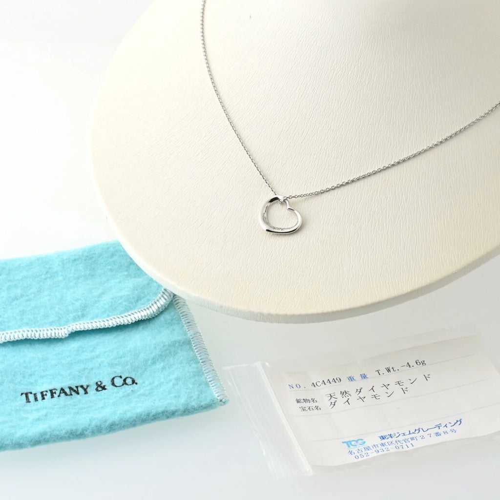 Tiffany pendant necklace open heart platinum diamond 41 cm W700