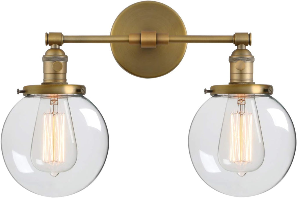 Clear Double Sconce Wall Light with Glass Round Canopy S4981