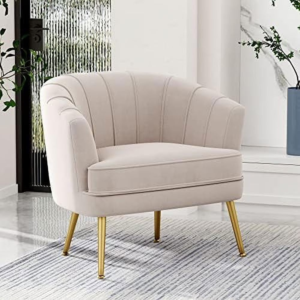 Velvet Accent Chair with Ottoman Golden Metal Legs Z659763