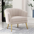 Velvet Accent Chair with Ottoman Golden Metal Legs Z659763