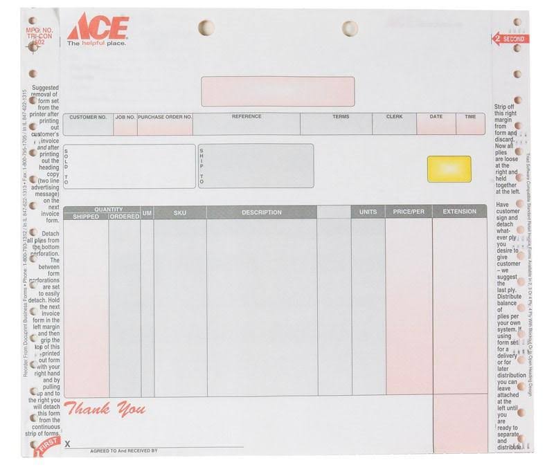 Invoice 9-3/4 in. x 8-1/2 in. 1000 Box I74627