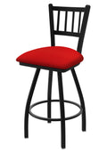 36-Inch Swivel Bar Stool with Black Wrinkle Finish and Canter Red Seat E747