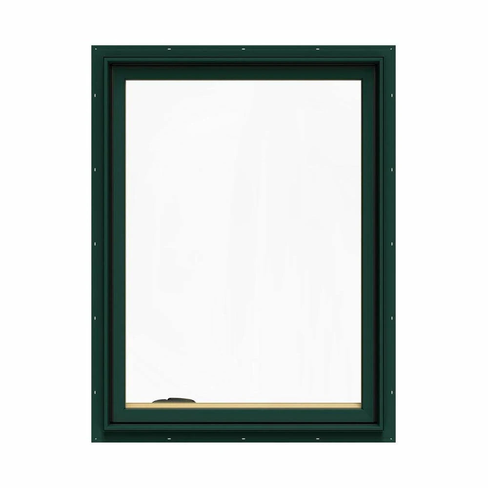 30.75 in. x 40.75 in. Green Painted Clad Wood Left-Handed Casement Window with Mesh Screen R1533