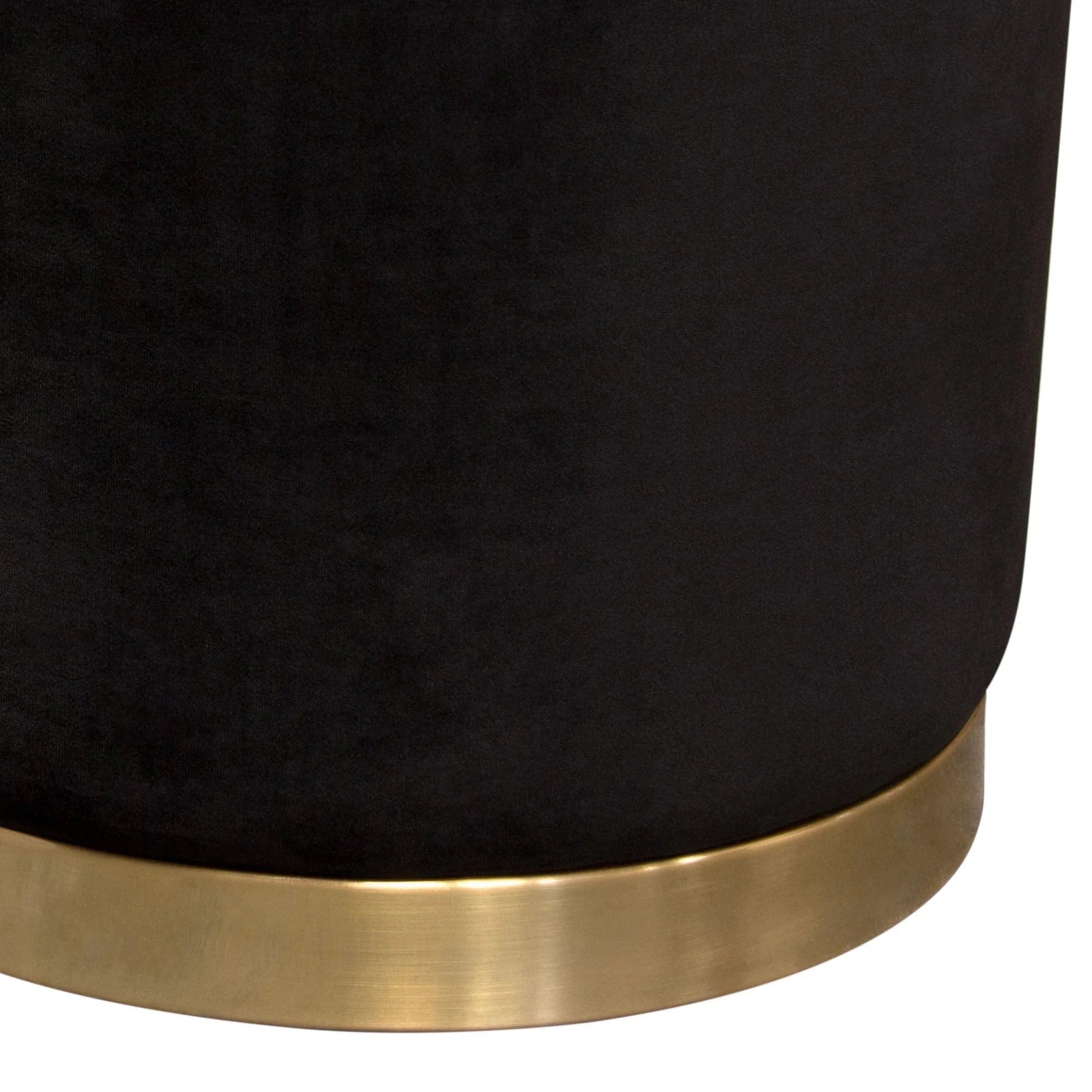 Black Velvet Round Accent Ottoman U590