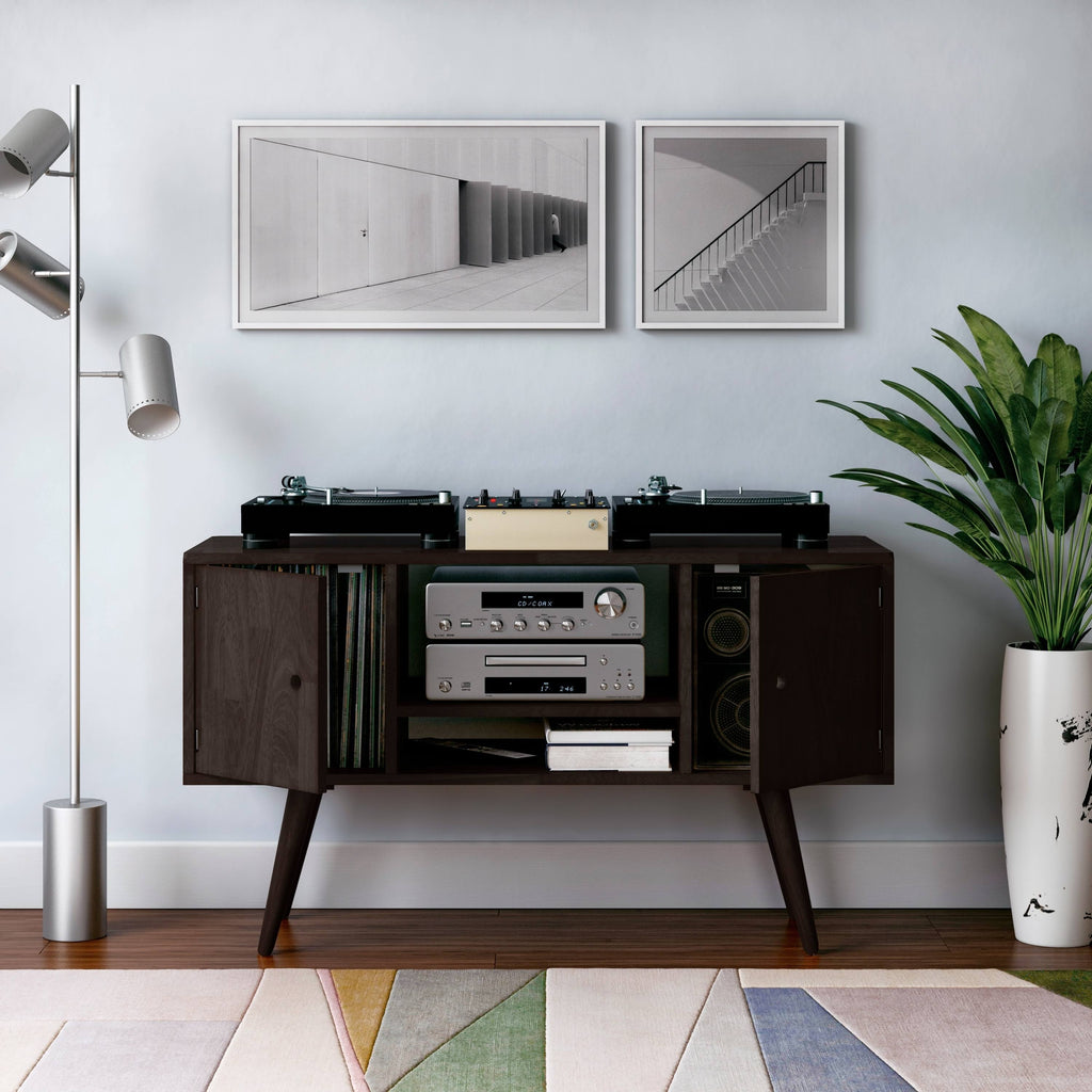 Brown Wood Entertainment Cabinet with Doors W204428