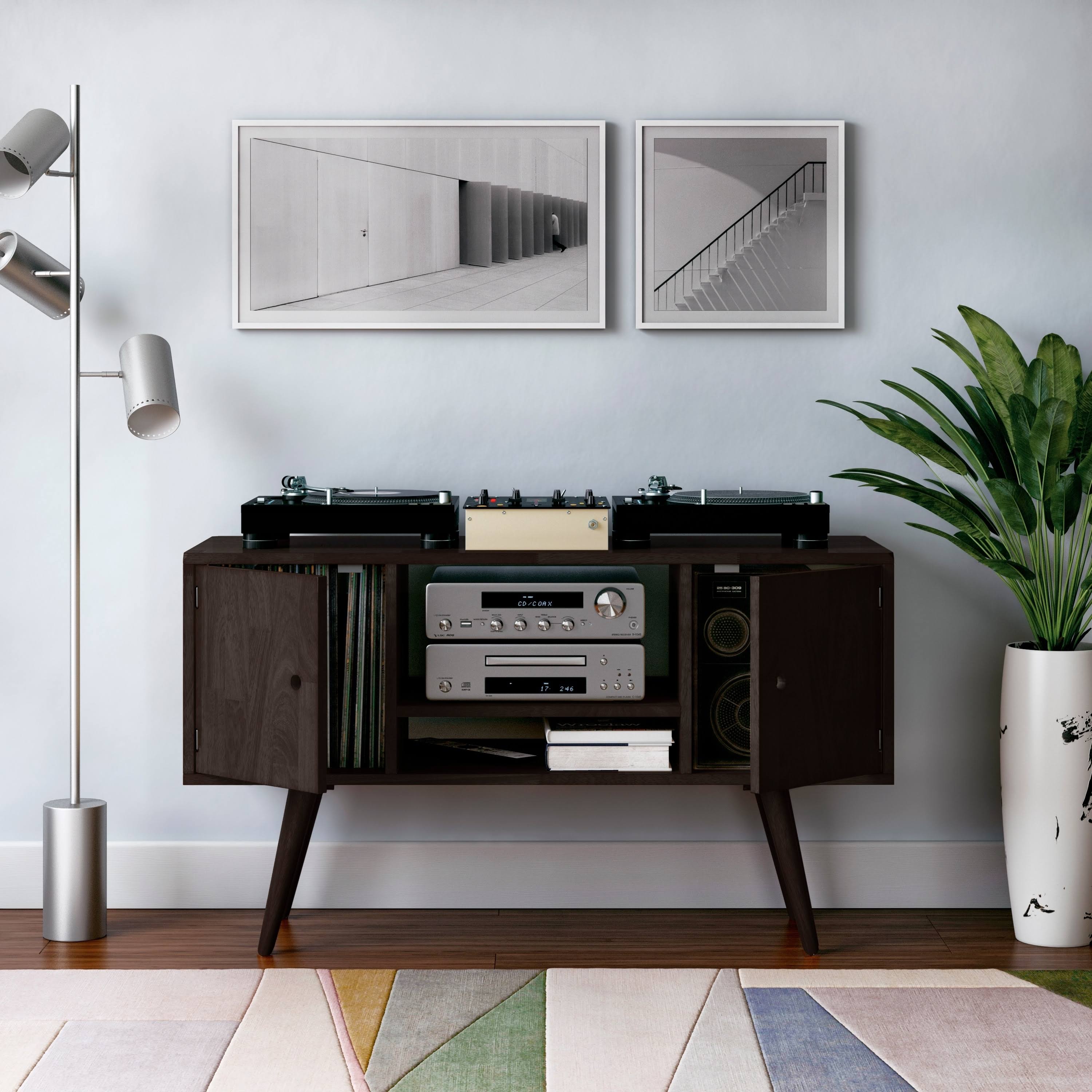 Brown Wood Entertainment Cabinet with Doors W204428