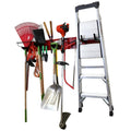 Red Metal Pegboard Garage Tool Storage Rack with Black Hooks I7848