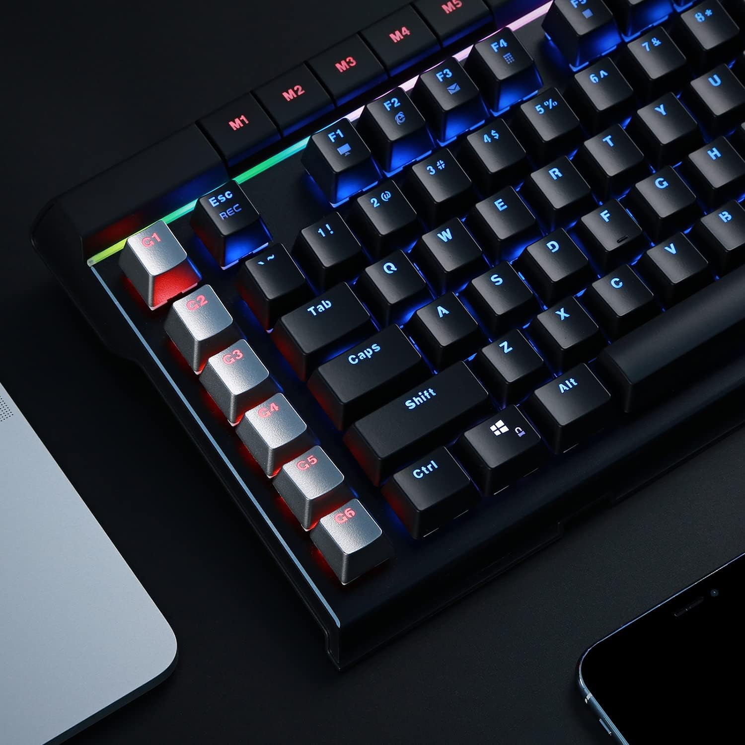 Mechanical Gaming Keyboard Blue Switches RGB Backlight with 2 USB Ports Pack of 2 F738