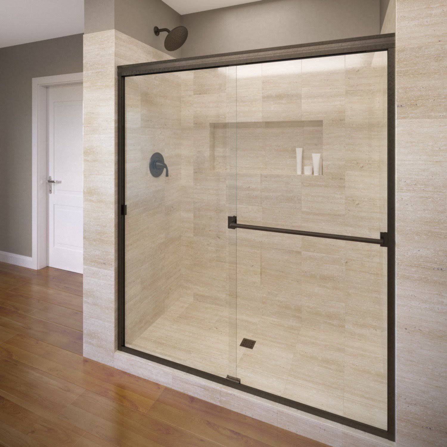 Frameless Bypass Sliding Shower Door Oil Rubbed Bronze Clear V83168