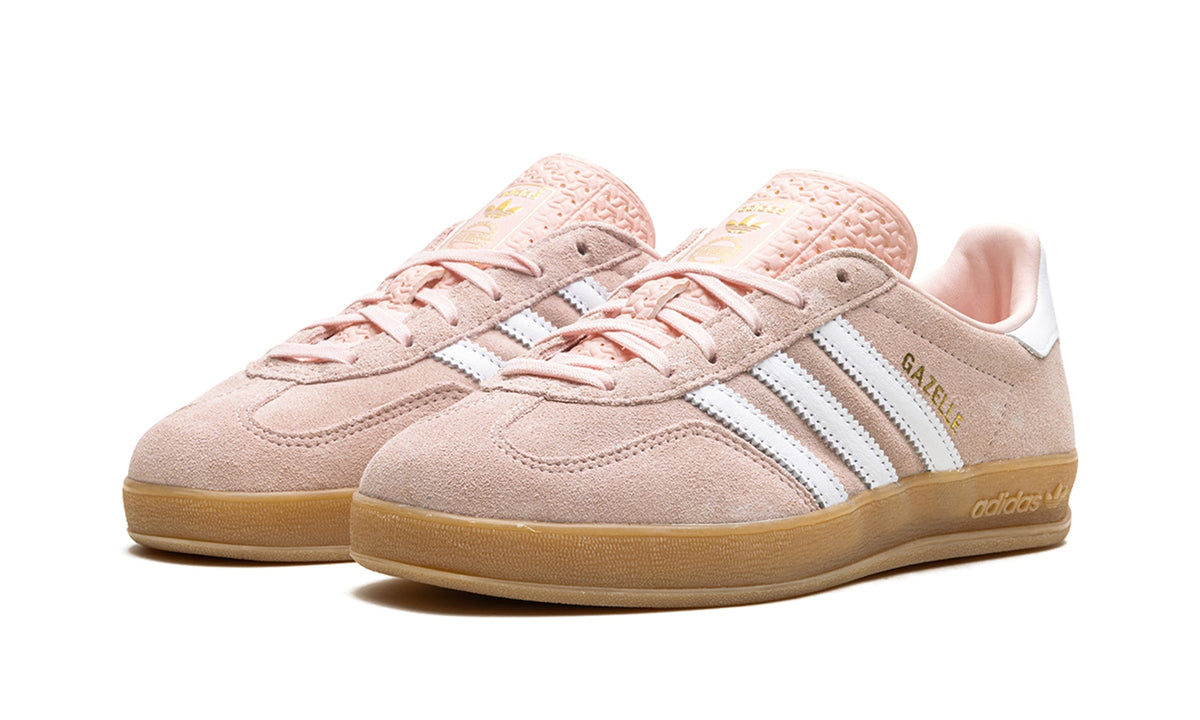 adidas Gazelle Indoor Sneakers - Pale Pink with White Stripes and Gum Sole