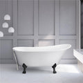 White Soaking Clawfoot Tub with External Drain V22519