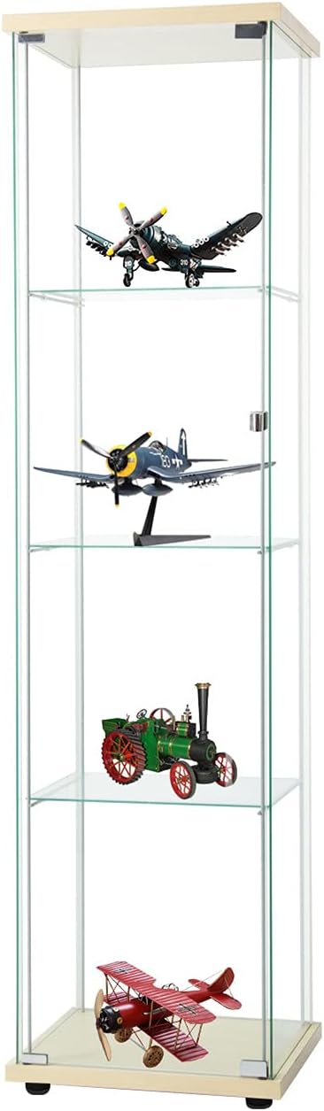 Clear Black 4-Tier Glass Display Cabinet R724