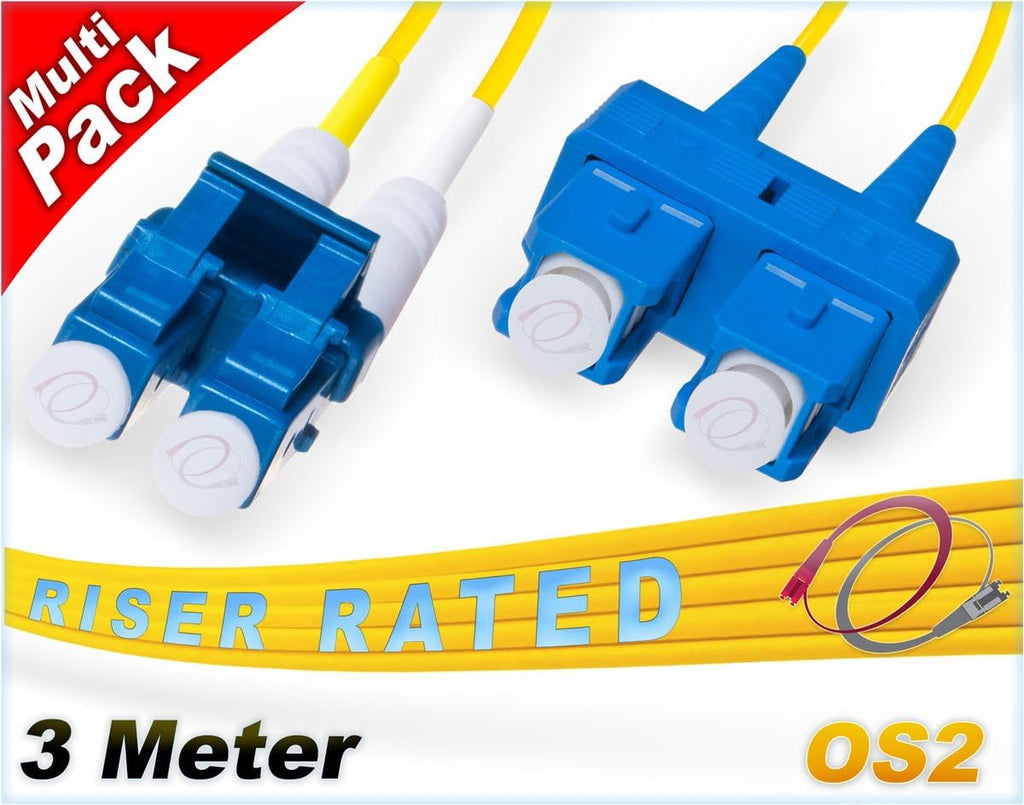 12Pk 3M OS2 LC SC Single Mode Fiber Patch Cables J954732