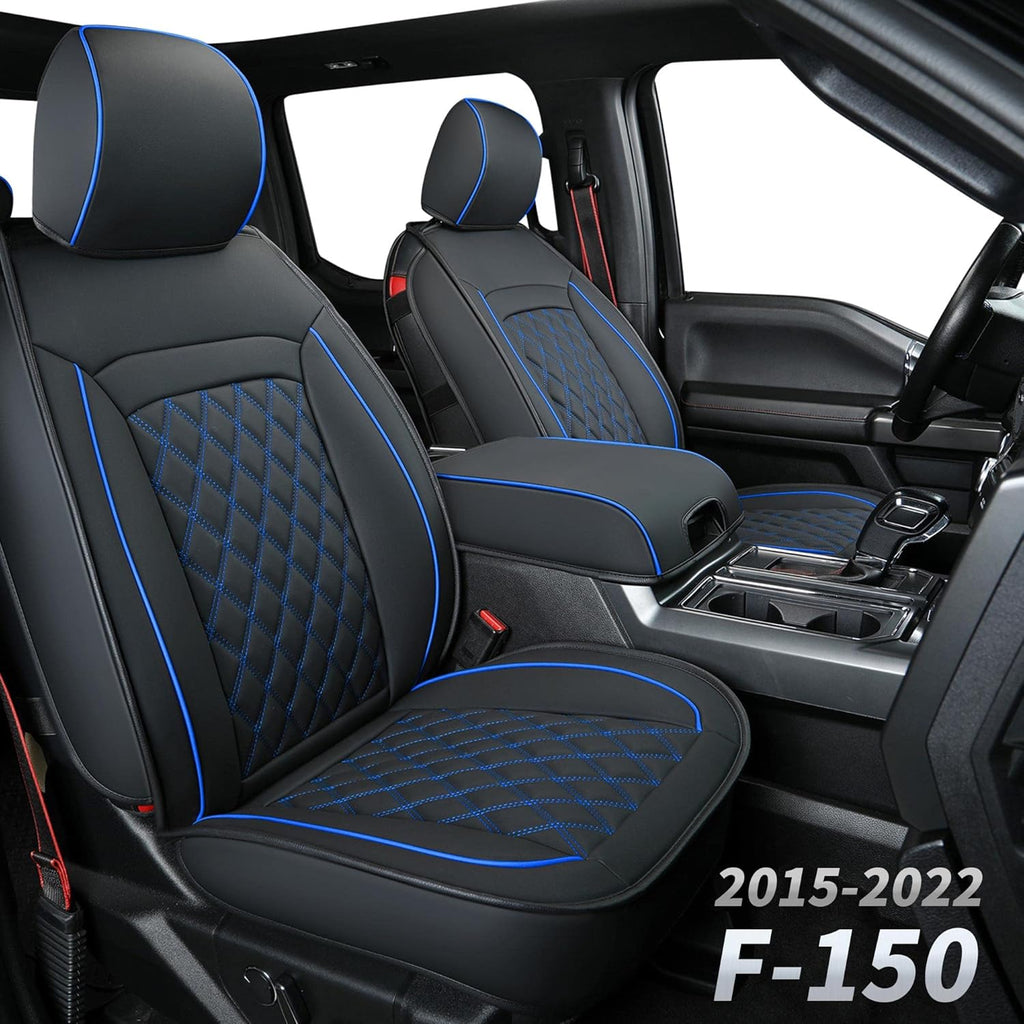 Black Faux Leather Seat Covers Front Set 2pcs E964670