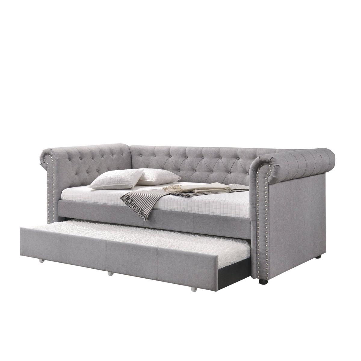 Smoke Gray Fabric Daybed u0026 Trundle - Twin Z4857