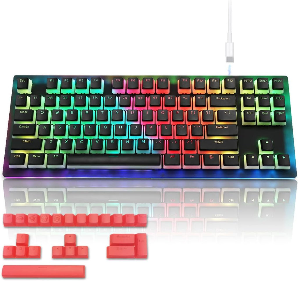 White TKL Hot Swappable Mechanical Keyboard with Pudding Keycaps G9716